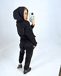 Жіночий спортивний костюм із капюшоном із турецької двонитки чорний, фото 4