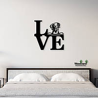 Панно Love Курцхаар 20x20 см - Картини та лофт декор з дерева на стіну.