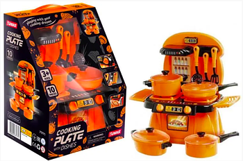 Іграшковий посуд з рожевою плитою рожева 10 предметів "Cooking Plate with Dishes" 71771