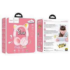 Навушники Bluetooth Hoco W39 Cat ear kids BT headphones Pink, фото 5