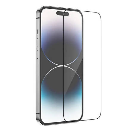 Захисне скло Hoco Full screen silk screen HD tempered glass set for iP14 Pro Max ( G5 ) Black, фото 3