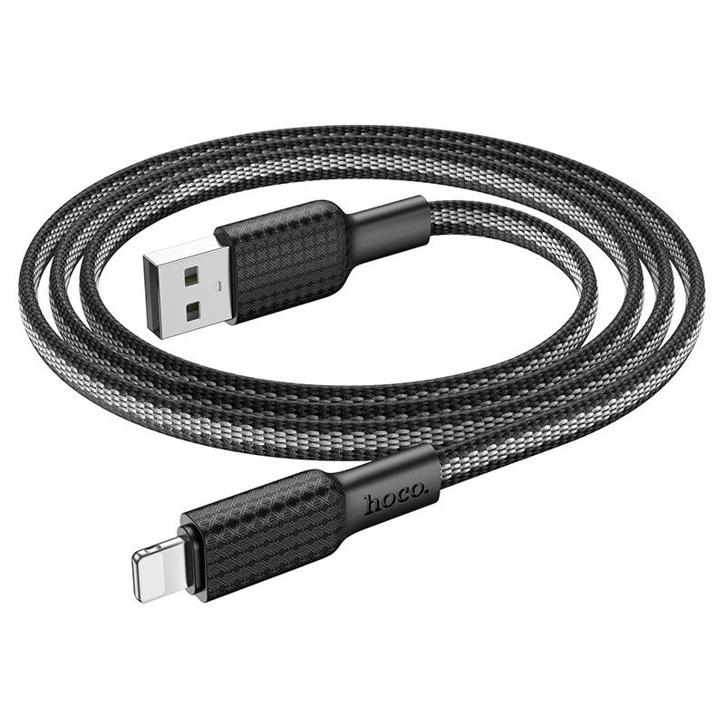 Кабель Hoco X69 Jaeger charging data cable Lightning Black & White