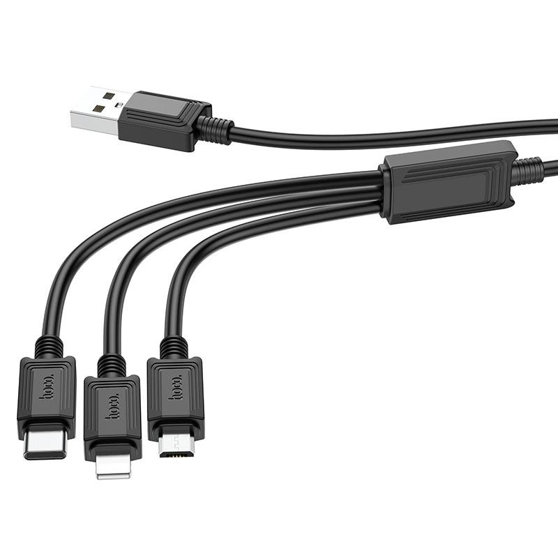 Кабель Hoco X74 3-in-1 charging cable ( iP + Micro + Type-C ) Black