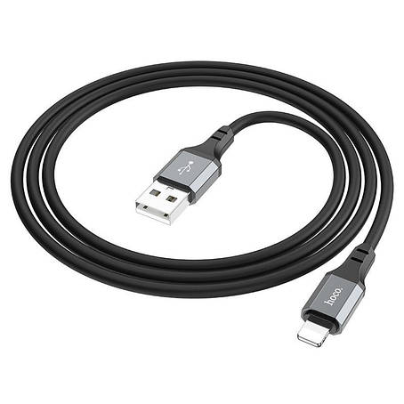 Кабель Hoco X86 iP Spear silicone charging data cable Black, фото 1