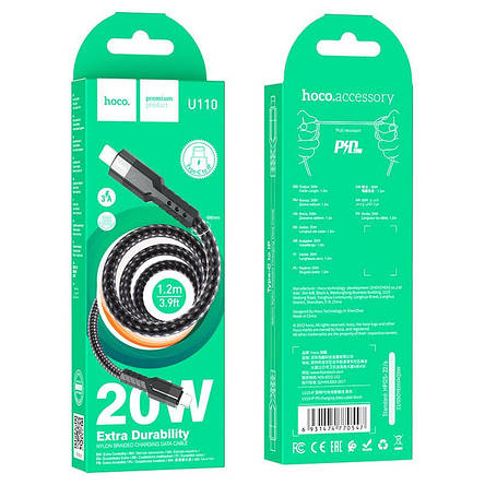 Кабель Hoco U110 iP PD charging data cable Black, фото 3