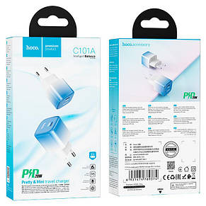 МЗП Hoco C101A single port PD20W charger ( EU ) Ice Blue, фото 4