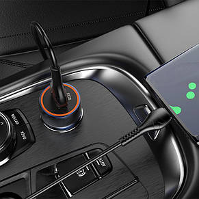 АЗУ Hoco Z46 Blue shield single port QC3.0 car charger set (Micro USB) Metal Gray, фото 3