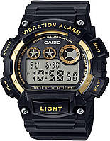 Мужские кварцевые часы Casio 'Super Illuminator' из нержавеющей стали и смолы, цвет: черный (модель: W-73