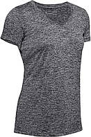 Black (001)/Metallic Silver X-Large Жіноча футболка Under Armour із закрученим V-подібним вирізом і корот