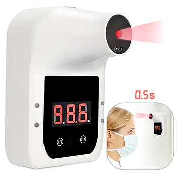 Настінний безконтактний інфрачервоний термометр із USB-зарядкою, GP-100, Білий / Електронний термометр на стіну