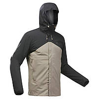 Куртка мужская MH150 для горного туризма водонепроницаемая черная/бежевая - S