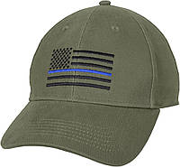 Olive Drab Низкопрофильная кепка Rothco Thin Blue Line Flag