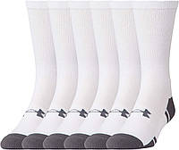6 White/Graphite (6-pairs) Large Носки для взрослых Under Armour Resistor 3.0 Crew Socks, несколько пар