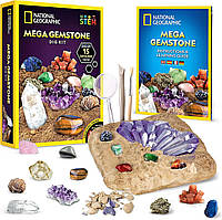 Gemstones NATIONAL GEOGRAPHIC Mega Gemstone Dig Kit – викопайте 15 справжніх дорогоцінних каменів і крист