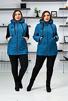 Жіноча стильна демісезонна куртка трансформер жилет великих розмірів. 56-66р.