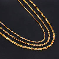 Длинная цепочка канат цепь подвеска на шею мужская женская золотая из ювелирной стали