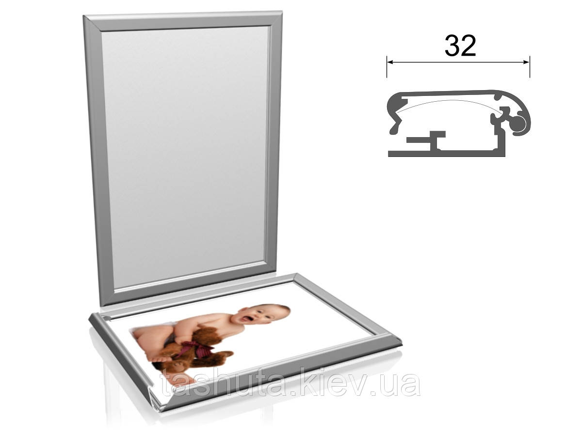 Рамка з Клік системою 32 мм для формату А4 (210х297) (Склад: Рамка та друк плаката на папері; )