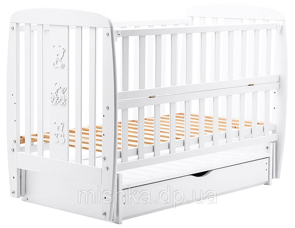 Кровать Babyroom Друзья DDMYO-3 маятник, ящик, откидной бок бук белый - фото 2 - id-p1747659553