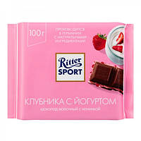 Шоколад молочний RitterSport полуниця з йогуртом, 100 грам