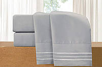 California King Silver Grey Elegant Comfort Luxury Комплект постельного белья из 4 предметов - Роскошные