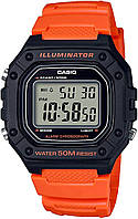 Orange/Black Мужские классические кварцевые часы Casio W-218H-1AVCF с цифровым дисплеем