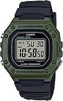 Black/Green Мужские классические кварцевые часы Casio W-218H-1AVCF с цифровым дисплеем