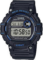 Грязеотталкивающие кварцевые часы Casio из нержавеющей стали с полимерным ремешком, черные, 27,6 (модель: