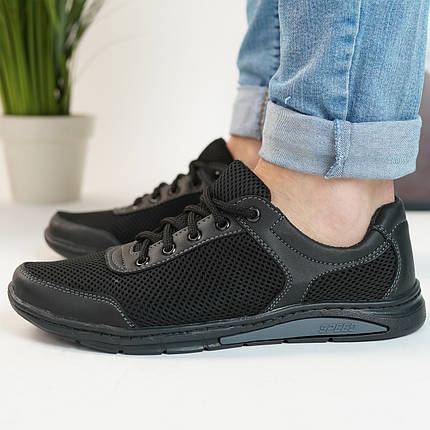 Літні чоловічі чорні кросівки з сітки, фото 1
