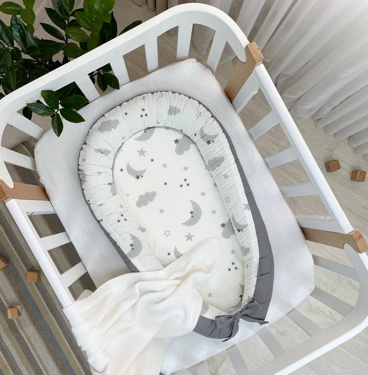 Кокон Baby Design Хмари сірі з місяцем