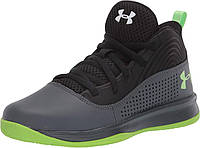 Little Kid 11.5K Pitch Gray (101)/Black Баскетбольные кроссовки Under Armour Unisex-Child Pre School Lock