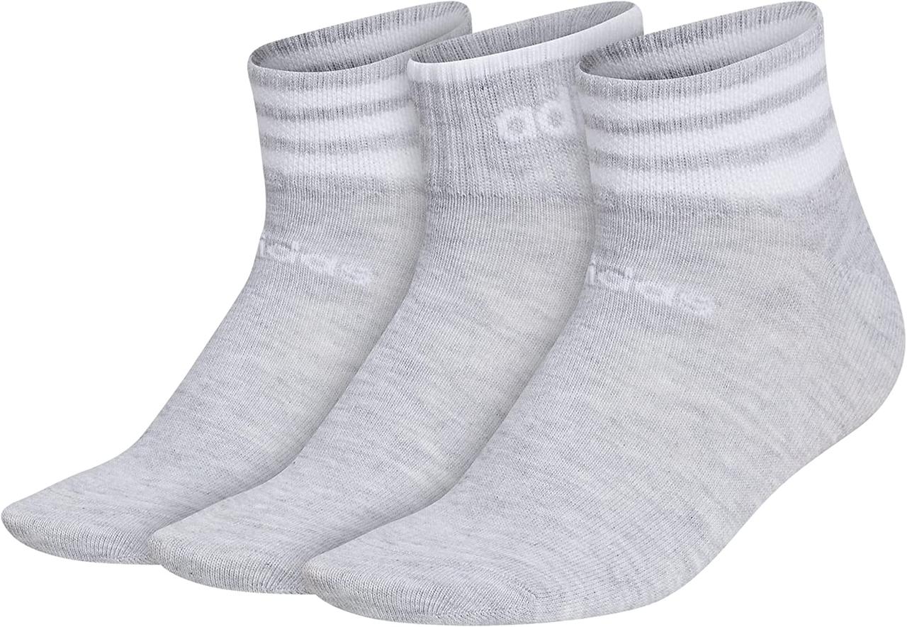 Medium Cool Light Heather/White Жіночі низькі шкарпетки Adidas із трьома смугами (3 пари)