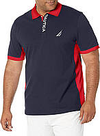 Medium Navy Мужская рубашка-поло из пике с короткими рукавами и цветными блоками Nautica