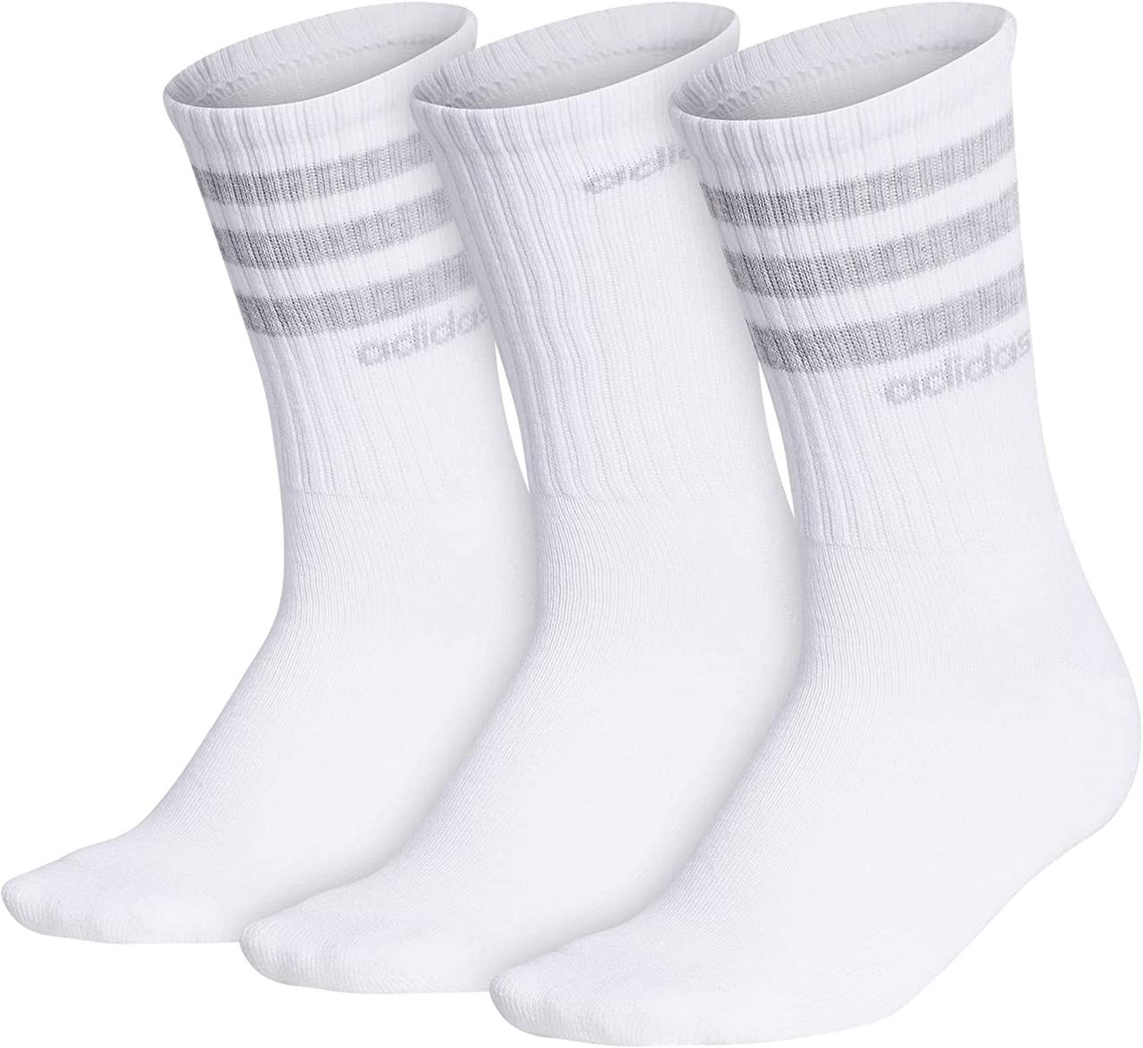 Medium White/Cool Light Heather/Clear Onix Grey Жіночі шкарпетки adidas з трьома смугами (3 пари)