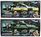 Дитячий військовий набір 037D Протиотанковий Гранатомет звук, 3 снаряди, штик ніж, лазерний приціл, значок, фото 3