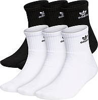 Medium White/Black Носки adidas Originals унисекс-для взрослых Trefoil Quarter (6 пар)