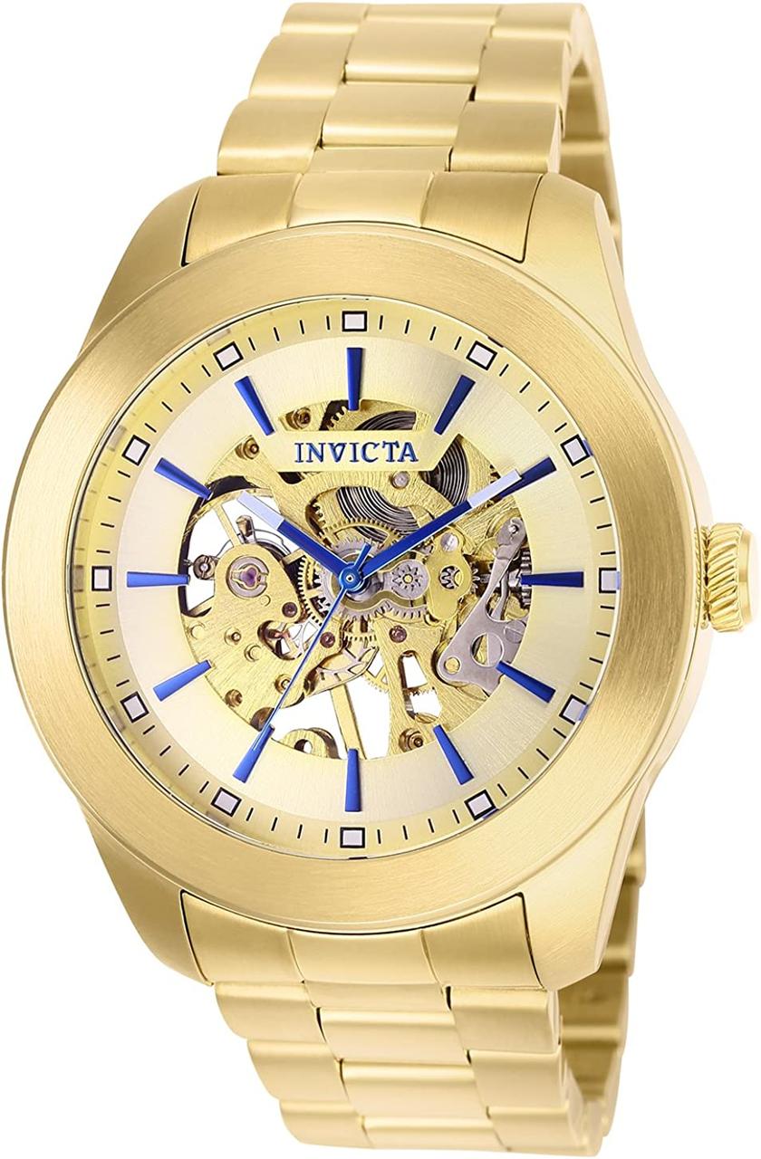 Чоловічий вінтажний годинник-авіатор Invicta з ремінцем із нержавіючої сталі, золото, 22 (модель: 25759)