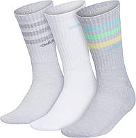 Medium Grey/Bliss Blue/White Женские носки adidas с 3 полосками (3 пары)