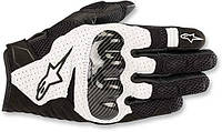 Small Black / White Мужские перчатки Alpinestars SMX-1 Air v2 для мотоциклистов, черные/флуоресцентно-кра