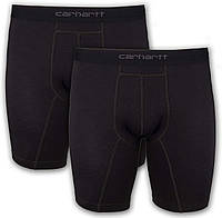 8 Inseam Black Large Мужские трусы-боксеры Carhartt из хлопка и полиэстера, 2 шт.