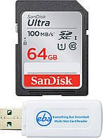 SanDisk 64GB SD Ultra Memory Card SDXC for Sony Cybershot Black/Silver 20.1 MP, DSCW800 Digital Camera (S