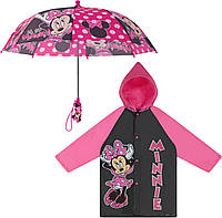 SMALL, AGE 2-3 Minnie Mouse Pink Дитяча парасолька та плащ, Мінні Маус/Моана/Вампірина, дощовик для малюк