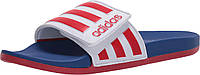 4 White/Scarlet/Team Royal Blue Adidas Men's Adilette Comfort Adjustable Slides Sandal