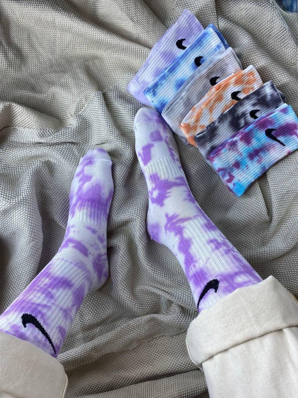 20 відтінків, Високі жіночі Шкарпетки Nike / найк Бавовна - Tie-dye - на вибір