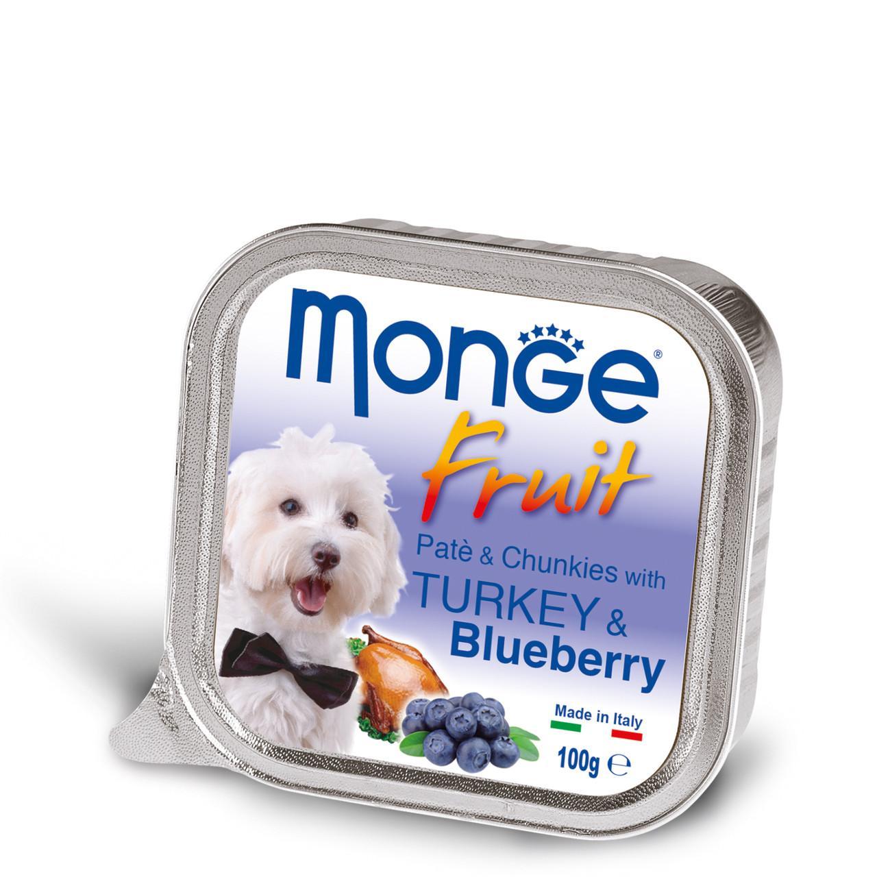 Monge Dog FRUIT Adult Паштет з індичкою і чорницею для собак всіх порід 100 гр