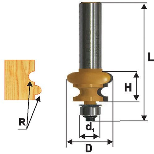 Фреза кромочная фигурная ф25.4х16, r3.2, хв.12мм (арт.10693)