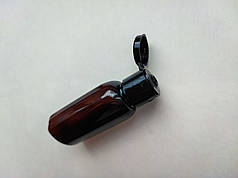 30 - 32 мл Овал коричневий у комплекті з кришкою фліп-топ чорного кольору, ПЕТ пластиковий флакон, пластмасовий