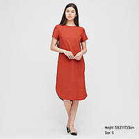 Платье футляр Uniqlo SIDE SLIT SHORT-SLEEVE размер ХХS оранжевое (431725)
