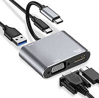 Конвертер USB 3.1 Type-C to HDMI VGA USB3.0 адаптер переходник