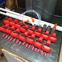 Комплект поїлок ПОВНИЙ-3. Ніпельне напувалки на 15 поїлок  (105 голов дорослого птаха) Без бака