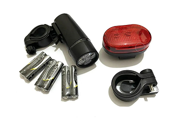 Ліхтарик велосипедний передній + задній із батарейками